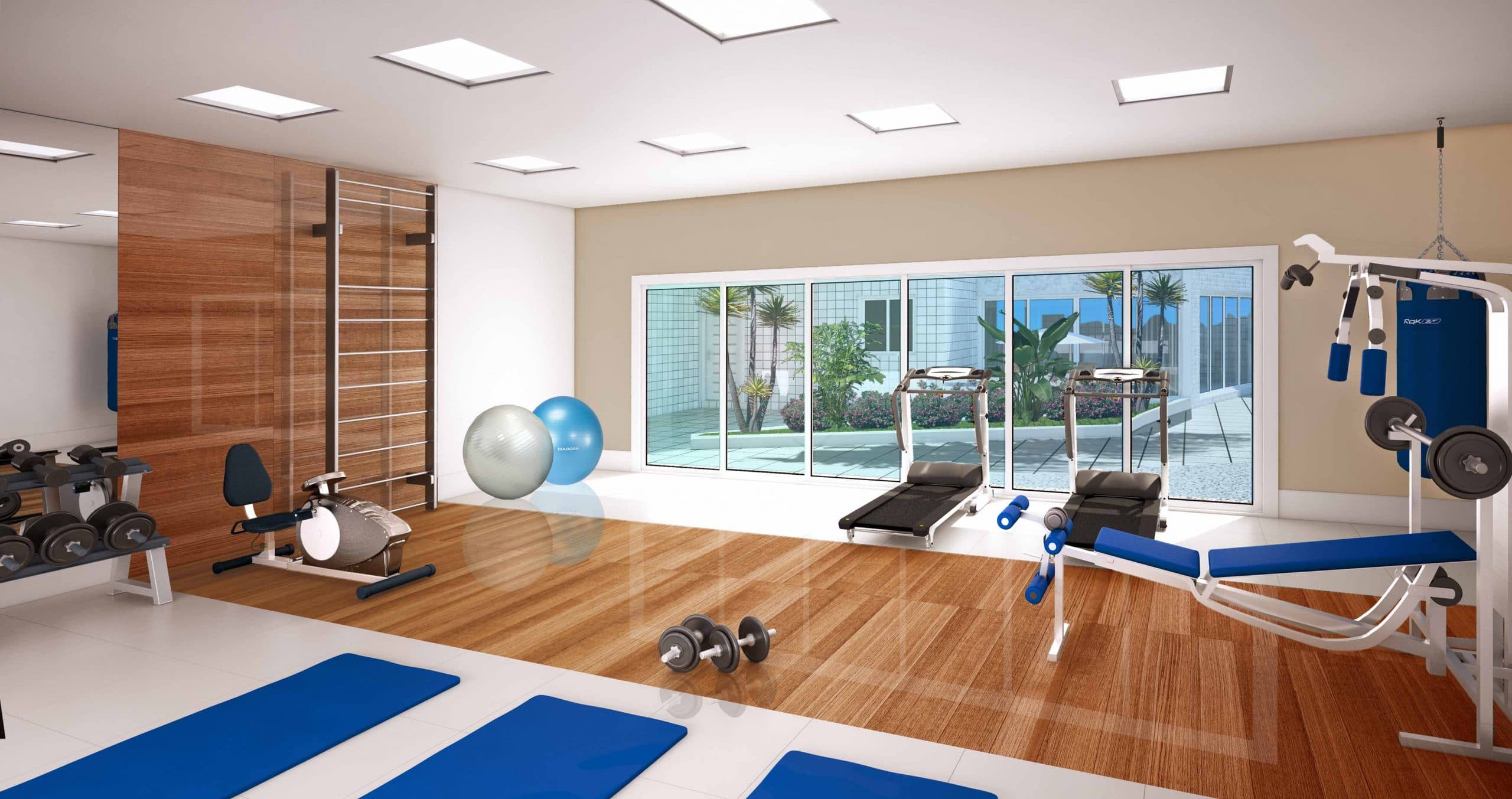 Perspectiva do espaço fitness
