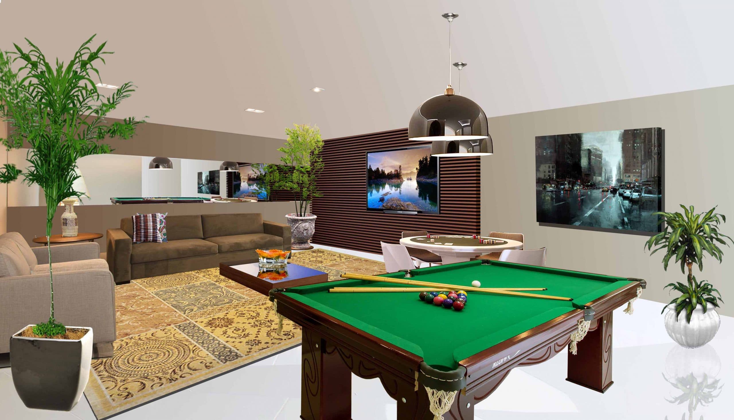 Perspectiva da sala de jogos