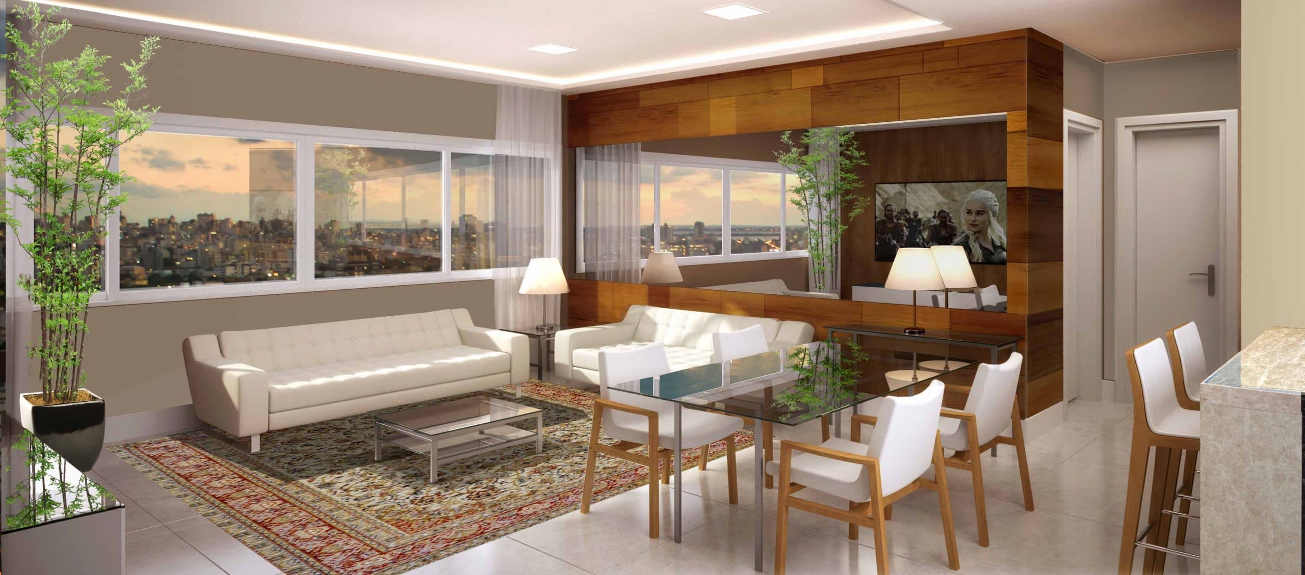 Perspectiva do estar condominial