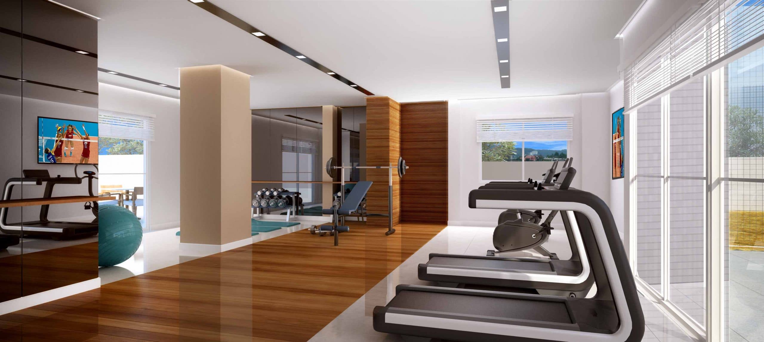 Perspectiva do espaço fitness